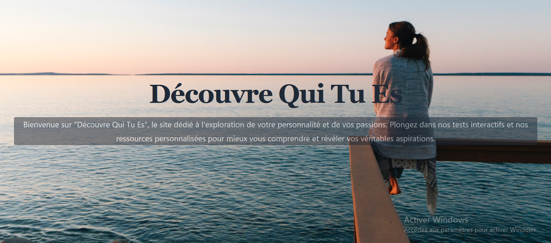 Interface du site Découvre Qui Tu Es